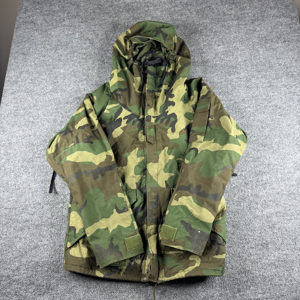 US Military Parka Jacket Mens S Extended Cold Weather Camoflauge Army Hood Camo
